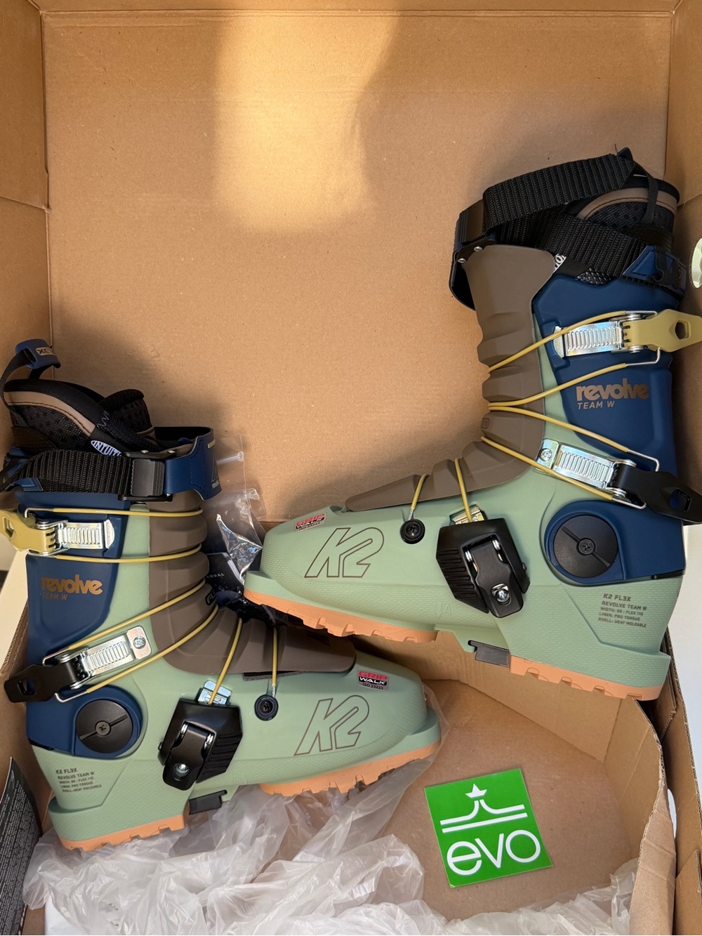NEW K2 FL3X Revolve Team W Ski Boots 25.5 110 Flex 99mm GripWalk NIB